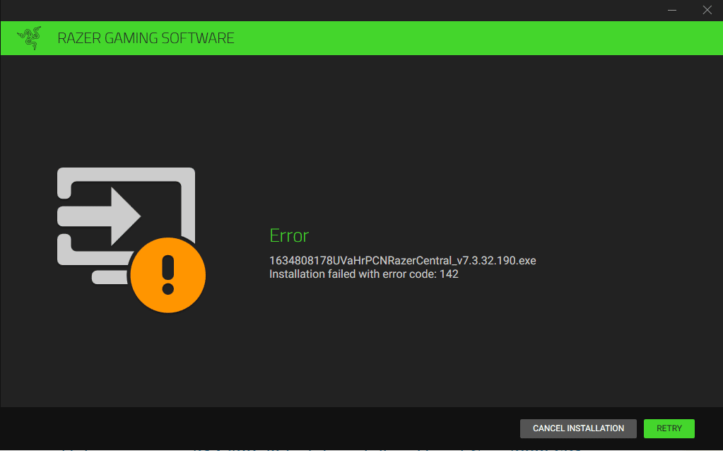 razer error 142