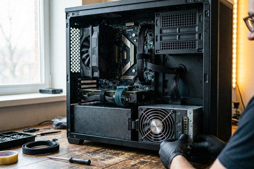 Installing the power supply in a computer case