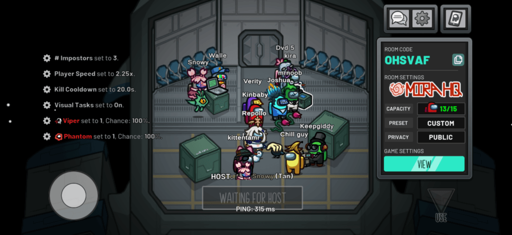 Among Us Crewmate walking through the game map during a round