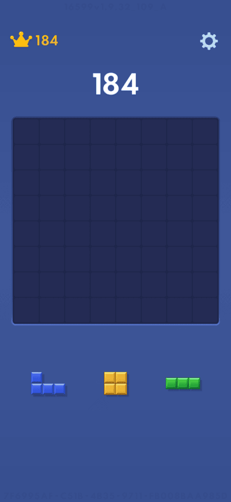 Block Blast game board with three available block pieces