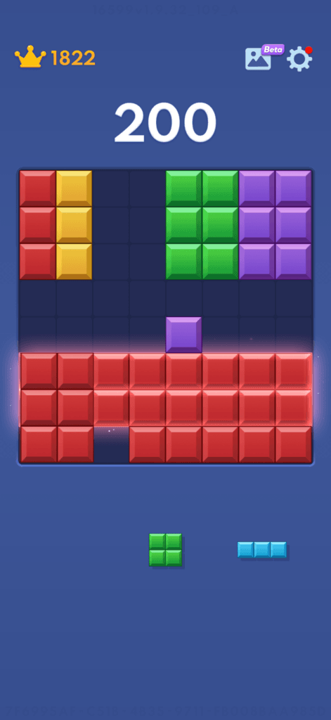Example of clearing rows and columns in Block Blast