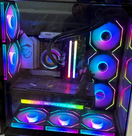 My gaming PC powered by the Cougar GEX 850W with an EVGA RTX 3080 and Ryzen 7 9800X3D