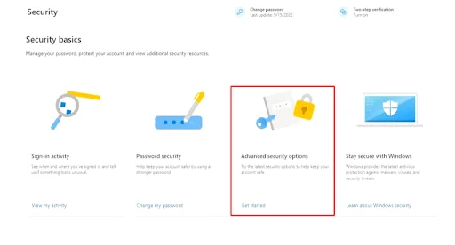 Advanced Security opruin for wnabling 2fa on xbox