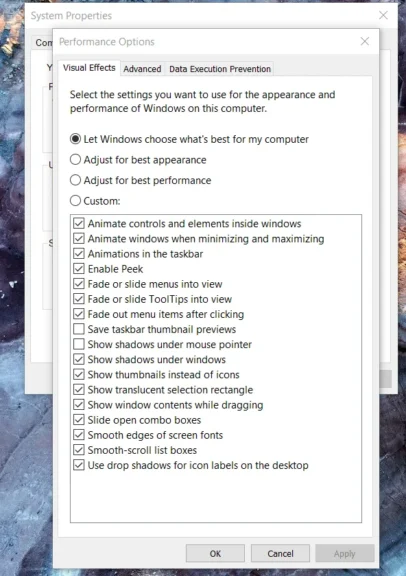 performance option