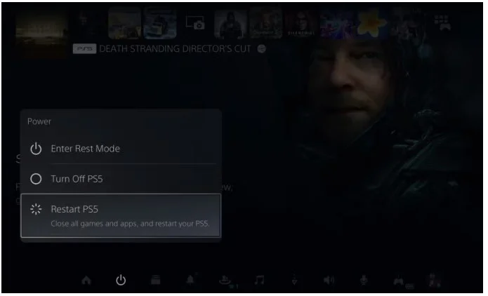 Restart Option of PS5