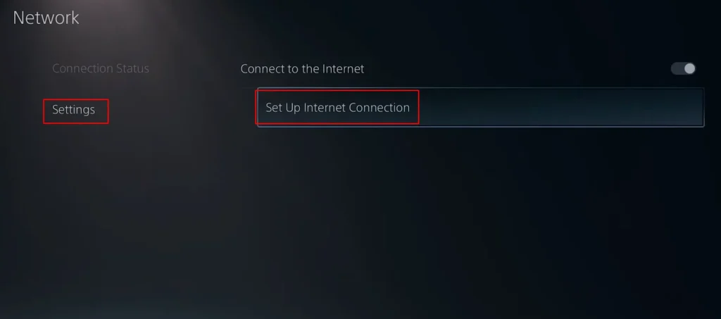 Setting up internet connection on ps5