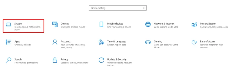 Opening system settings for getting more space on pc