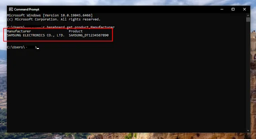 Giving Prompt to Command Panel for finding motherboard information